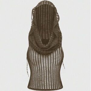 Elegant Brown Mesh Women's Sweater